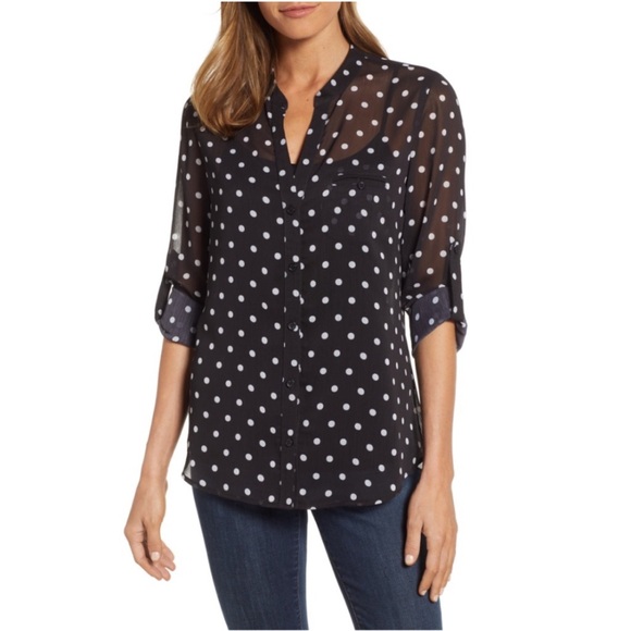 Kut from the Kloth Polka Dot Jasmine Blouse SzMED - Picture 1 of 6